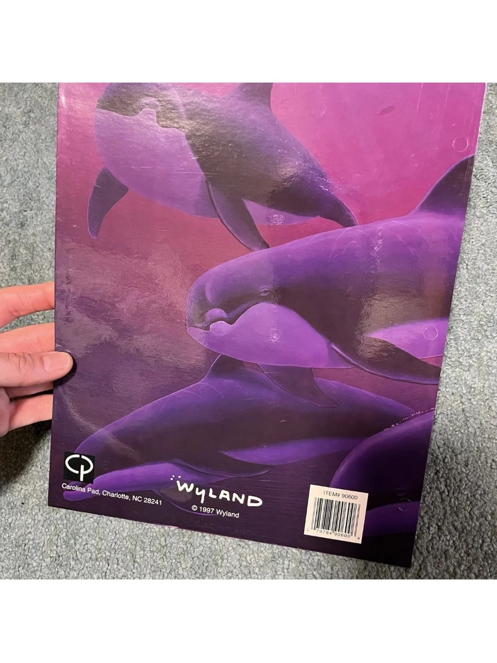 Vintage 1997 Wyland Dolphin Whale Fish Ocean School Folder